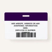 Custom Employee Photo,Name , Logo, Bar Code, Badge Ausweis (Rückseite)
