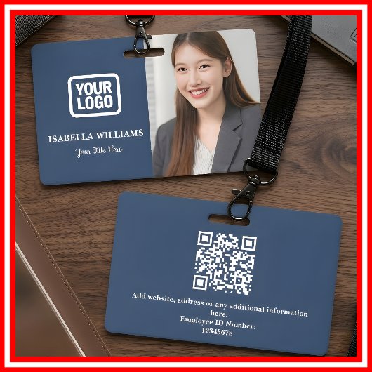 Custom Employee Photo, QR Code, Logo, Name Badge Ausweis
