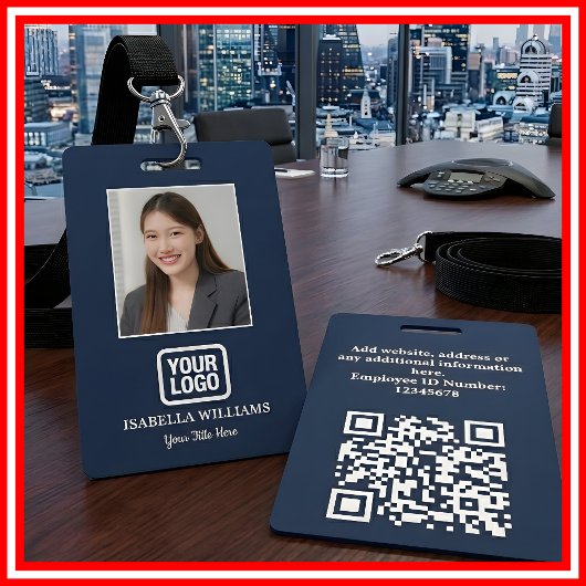 Custom Employee Photo, QR Code, Logo, Name Badge Ausweis