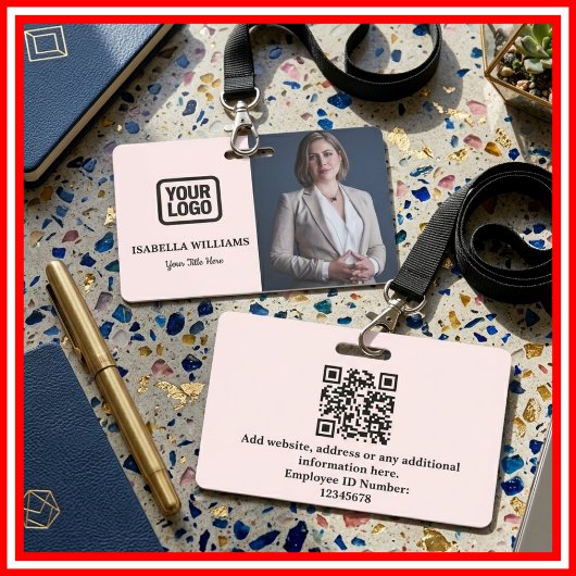 Custom Employee Photo, QR Code, Logo, Name Badge Ausweis
