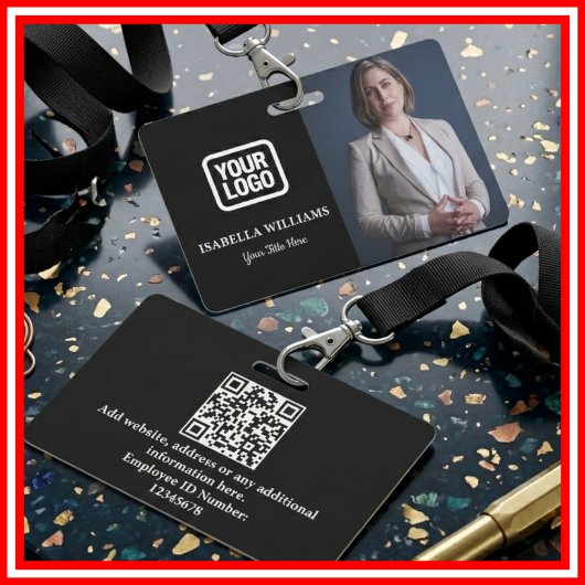 Custom Employee Photo, QR Code, Logo, Name Badge Ausweis