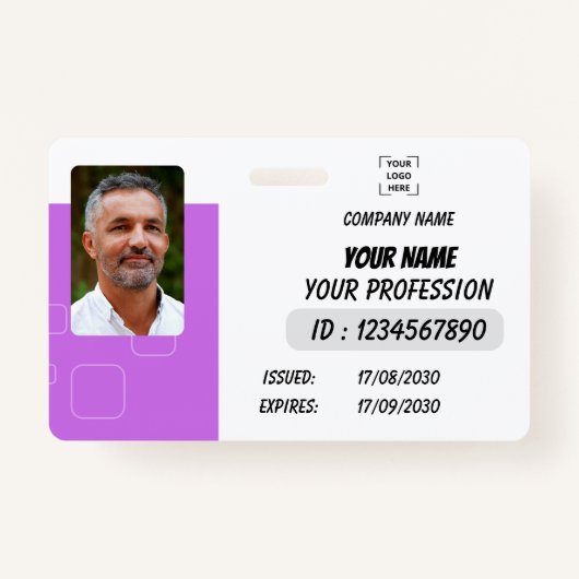 Custom Employee Photo, Signature, Logo, Name Badge Ausweis (Vorderseite)