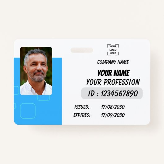 Custom Employee Photo, Signature, Logo, Name Badge Ausweis (Vorderseite)