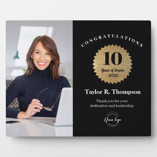 Custom Employee Recognition Photo 10 Year service  Fotoplatte (Vorderseite)