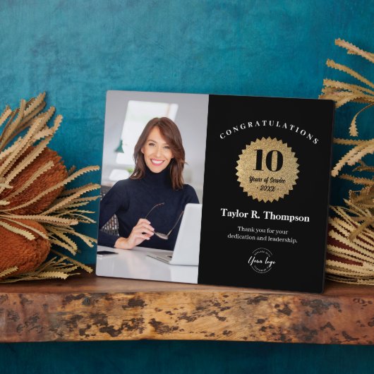 Custom Employee Recognition Photo 10 Year service  Fotoplatte (Seite)