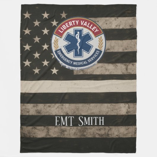 Custom EMT Thin White Line Blanket Fleecedecke (Vorderseite)