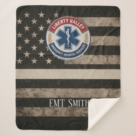 Custom EMT Thin White Line Blanket Sherpadecke (Vorderseite)