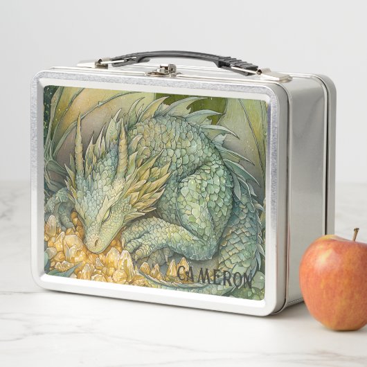 Custom Enchanted Emerald Forest Dragon Metall Brotdose (Beispiel)