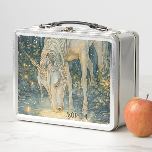 Custom Enchanted Emerald Forest Unicorn  Metall Brotdose (Beispiel)