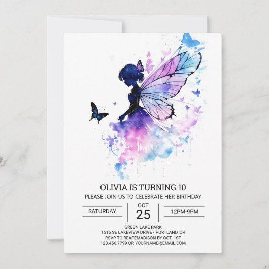 Custom Enchanted Fairy Birthday Celebration Einladung (Vorderseite)