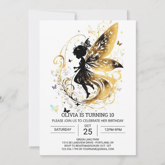 Custom Enchanted Fairy Birthday Celebration Einladung (Vorderseite)