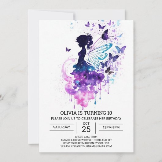 Custom Enchanted Fairy Birthday Einladung (Vorderseite)