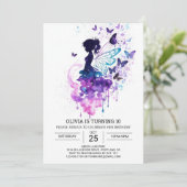Custom Enchanted Fairy Birthday Einladung (Stehend Vorderseite)