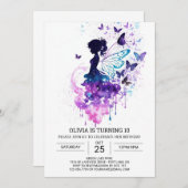 Custom Enchanted Fairy Birthday Einladung (Vorne/Hinten)