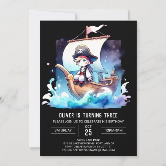 Custom Enchanted Pirate Birthday Einladung (Vorderseite)