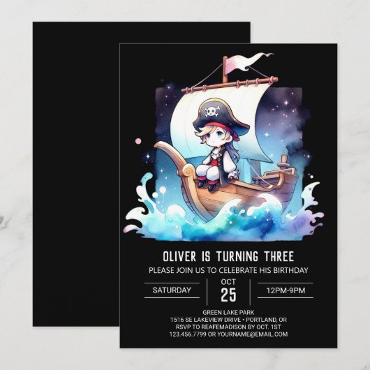 Custom Enchanted Pirate Birthday Einladung (Vorne/Hinten)