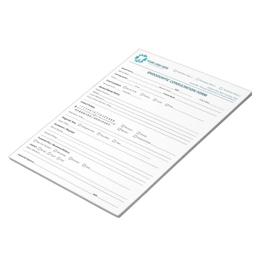 Custom Endodontic Consultation Form Notizblock (angewinkelt)