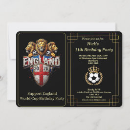 Custom England Soccer Team 3 Lions Birthday Invite Feiertagskarte
