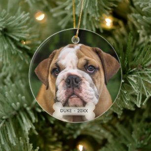 Custom English Bulldog Hund Foto Keramik Ornament