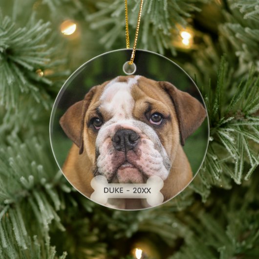Custom English Bulldog Hund Foto Keramik Ornament (Baum)