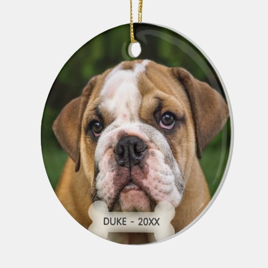 Custom English Bulldog Hund Foto Keramik Ornament (Links)
