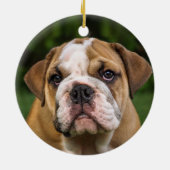 Custom English Bulldog Hund Foto Keramik Ornament (Hinten)