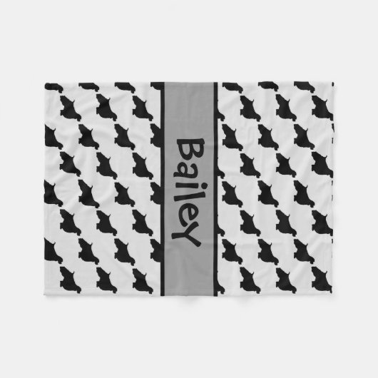 Custom English Springer Spanel Dog Silhouette Fleecedecke (Vorderseite (Horizontal))