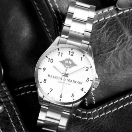 Custom engraved elegant couple  name  armbanduhr