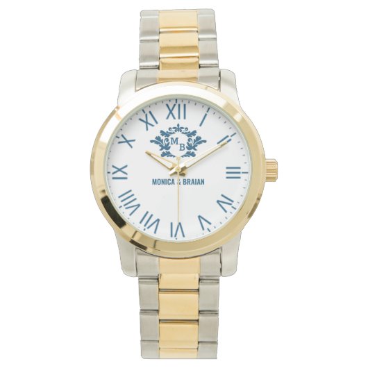 Custom Engraved Monogram Romantic Anniversary Gift Armbanduhr (Vorderseite)
