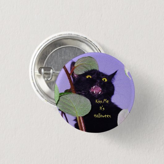 Custom Engry and Grumpy Halloween schwarze Katze Button (Vorne & Hinten)