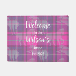 Custom Equestrian Tartan Family Welcome Coir Mat Fußmatte