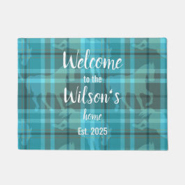 Custom Equestrian Tartan Family Welcome Coir Mat Fußmatte