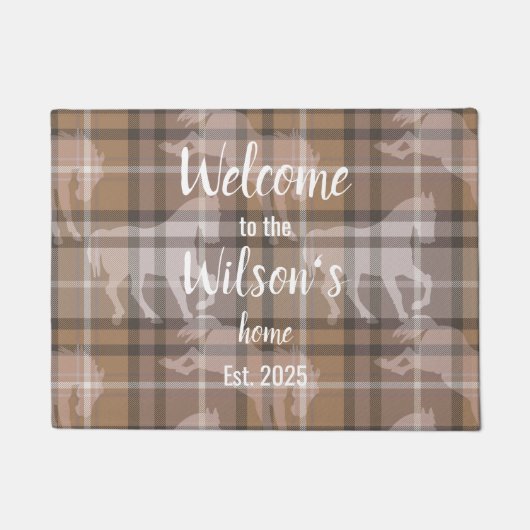 Custom Equestrian Tartan Family Welcome doormat Fußmatte (Vorderseite)