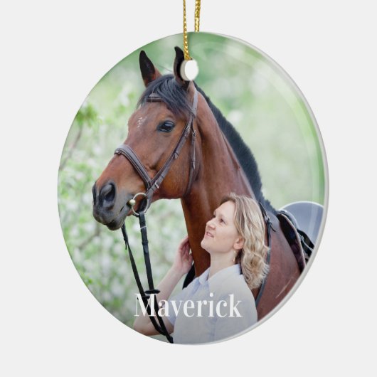 Custom Equine Foto Horse Lover Personalisiert Keramik Ornament (Links)