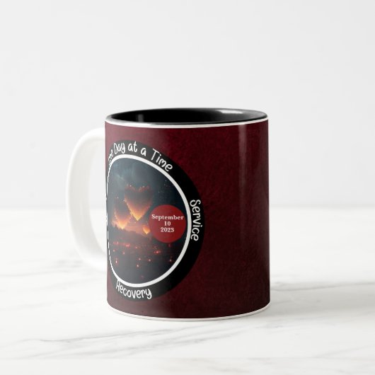 Custom Erholung Meilenstein Geschenk - Herz Zweifarbige Tasse (Vorderseite Links)