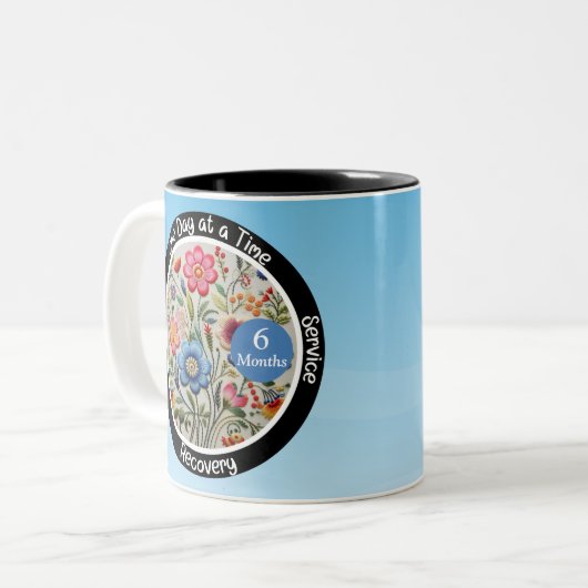 Custom Erholung Meilenstein Gift - Blumen Zweifarbige Tasse (Vorderseite Links)