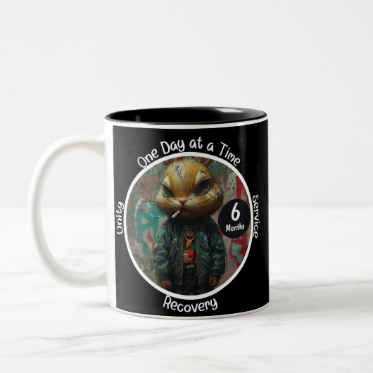 Custom Erholung Milestone Gift - Edgy Street Art Zweifarbige Tasse (Links)