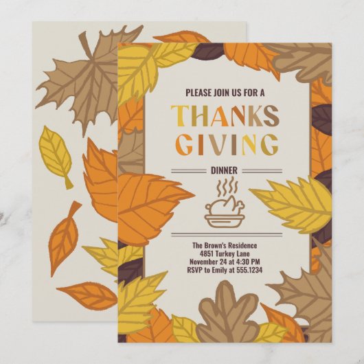 Custom Erntedank Dinner Personalisierter Fall Einladung (Vorne/Hinten)