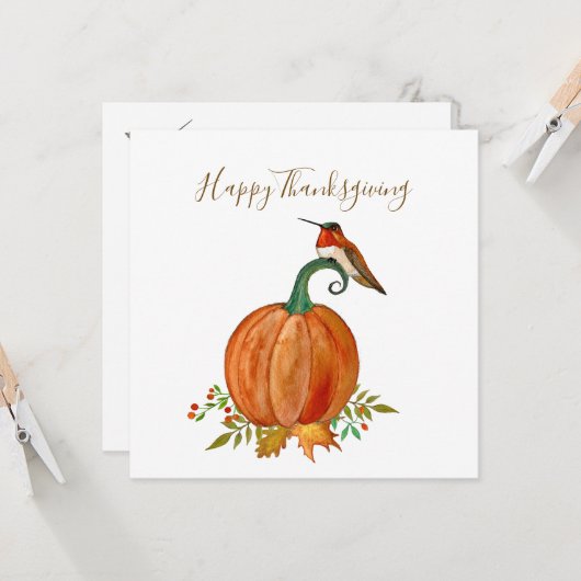 Custom Erntedank Hummingbird und Pumpkin Karte (Vorderseite/Rückseite Beispiel)