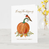 Custom Erntedank Hummingbird und Pumpkin Karte (Gelbe Blume)