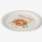Custom Erntedank Orange Pumpkins Herbstlaub Pappteller (Schrägansicht)