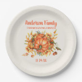 Custom Erntedank Orange Pumpkins Herbstlaub Pappteller (Vorderseite)