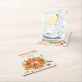 Custom Erntedank Orange Pumpkins Herbstlaub Rechteckiger Pappuntersetzer (Vor Ort)