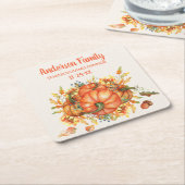 Custom Erntedank Orange Pumpkins Herbstlaub Rechteckiger Pappuntersetzer (angewinkelt)