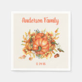 Custom Erntedank Orange Pumpkins Herbstlaub Serviette (Vorderseite)