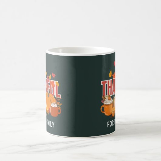 Custom Erntedank Pumpkin THANKFUL Familie Kaffeetasse (Mittel)