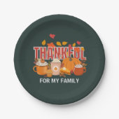 Custom Erntedank Pumpkin THANKFUL Familie Pappteller (Vorderseite)