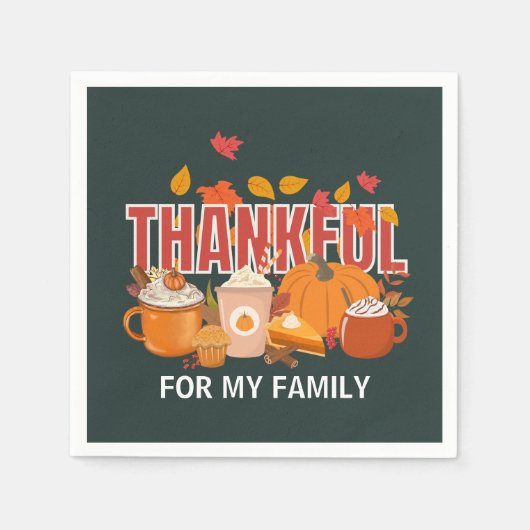 Custom Erntedank Pumpkin THANKFUL Familie Serviette (Vorderseite)