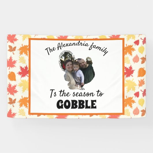 Custom Erntedank Truthahn Foto Saison zu gobben Banner (Horizontal)