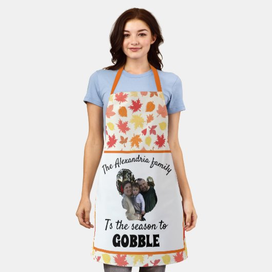 Custom Erntedank Truthahn Foto Saison zu gobben Schürze (Getragen)